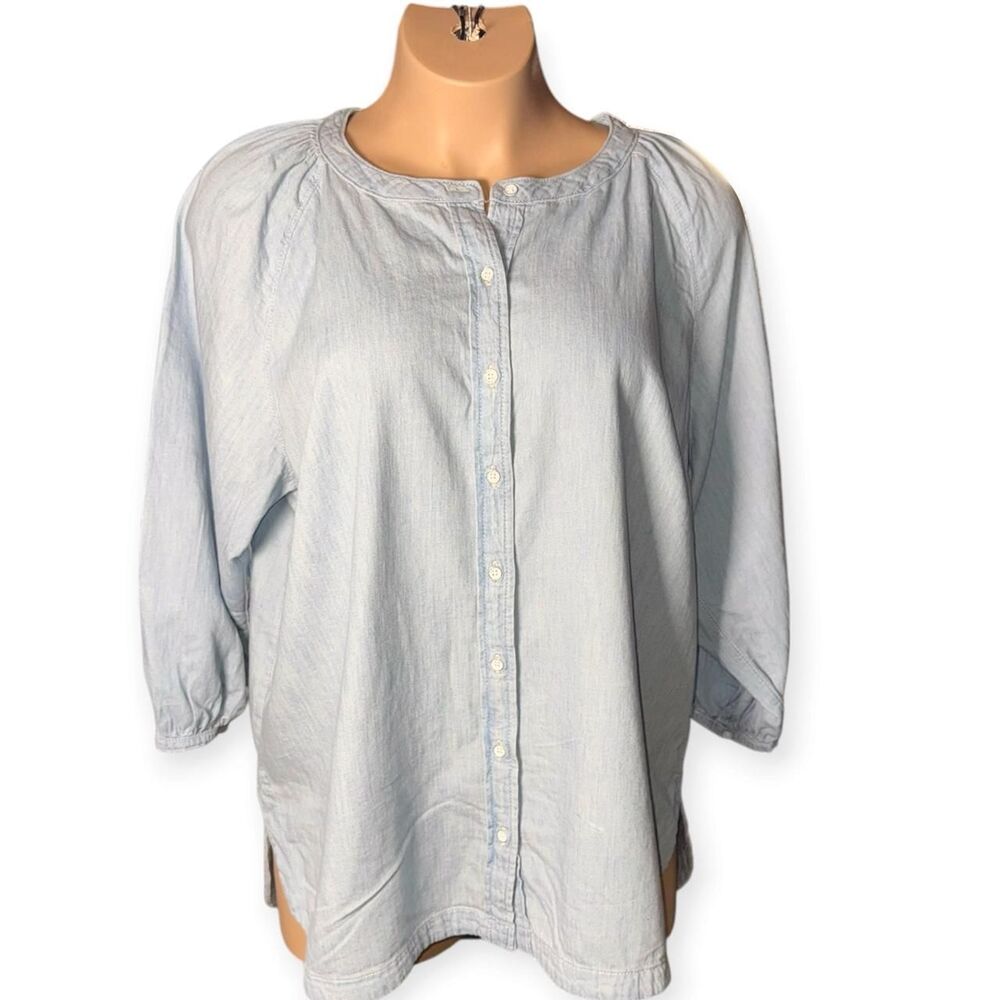 Universal Thread Poet Denim Button Down Tunic Shirt XXL Light Wash NWT